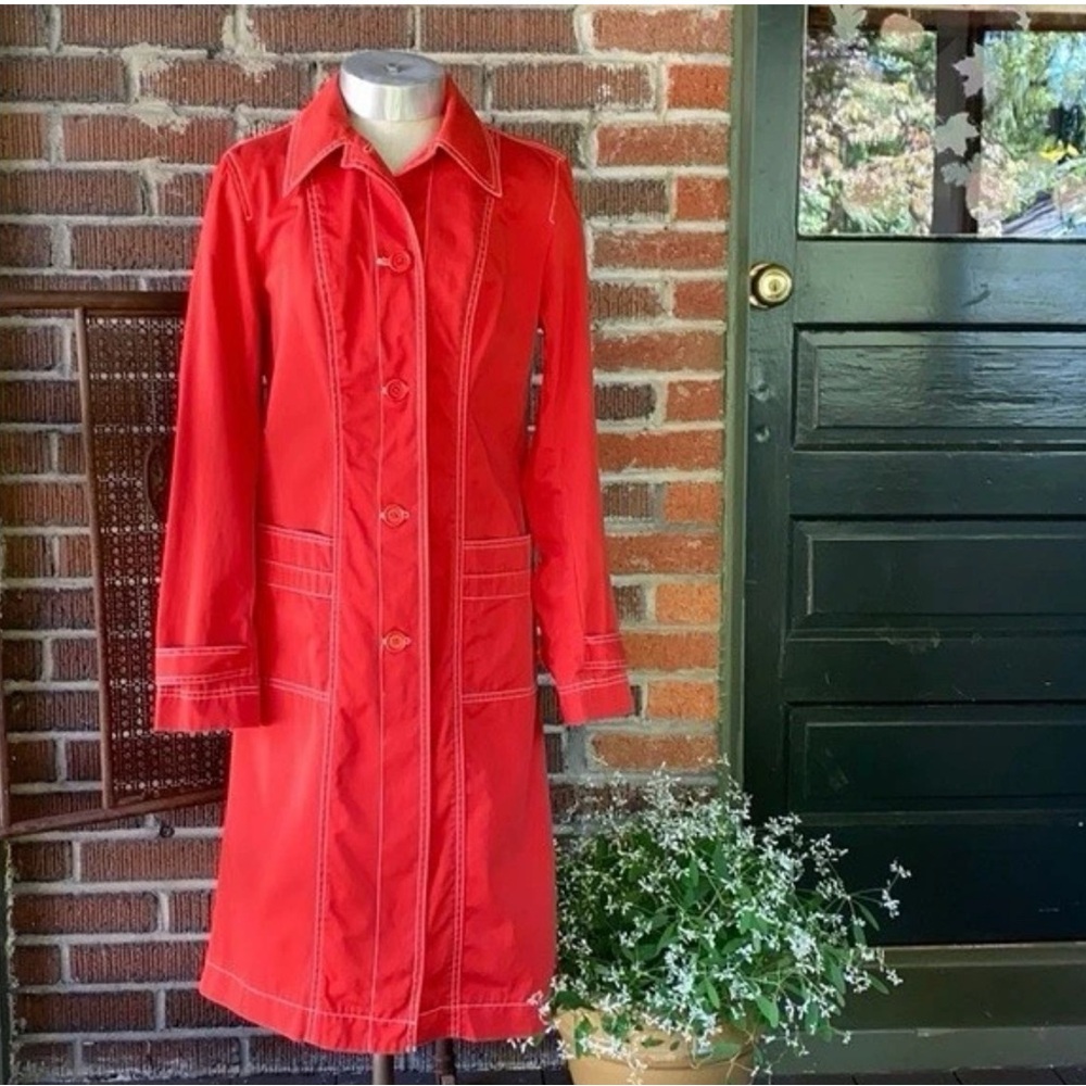 Vintage Stunning DKNYC Bold Orange Red Trench Coat